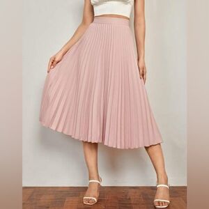 Garnet Hill High Waist Pleated Skirt in Dusty Mauve Pink Size 2